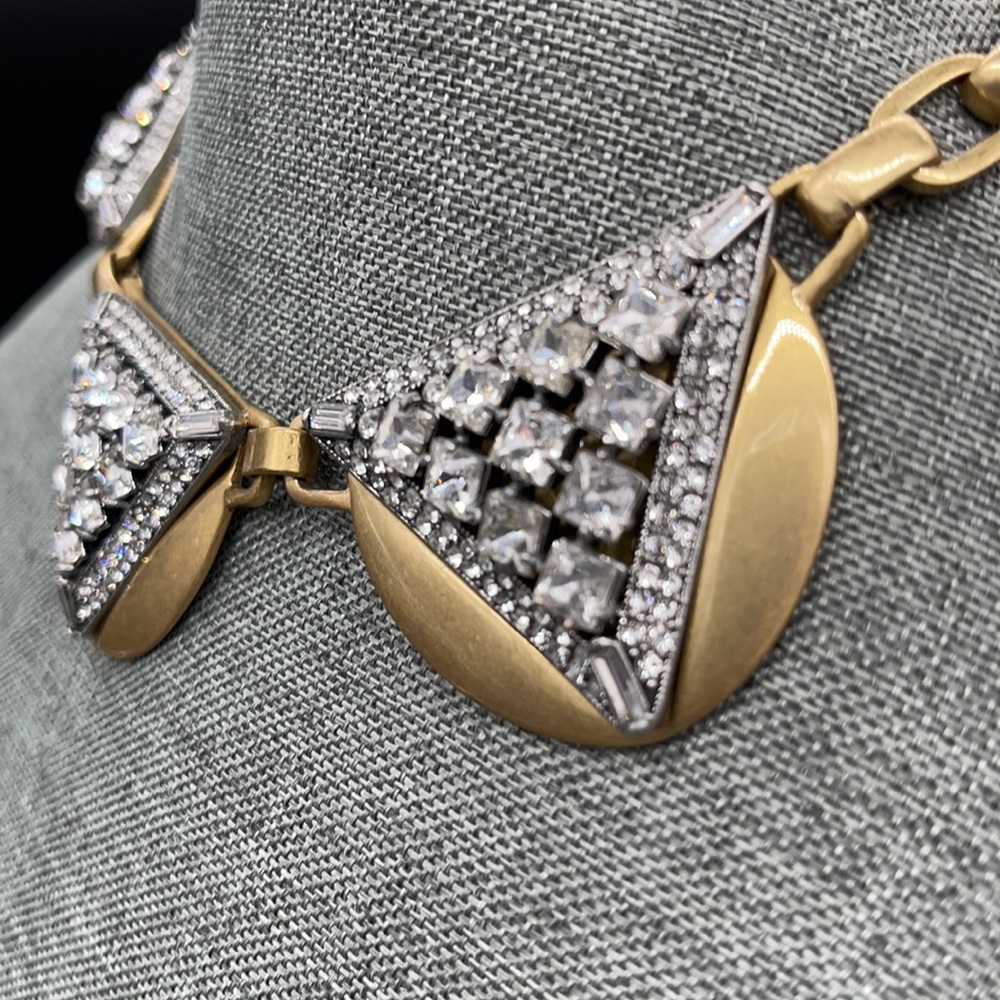 J. Crew Metallic Crystal Triangles Necklace - Picture 3 of 7